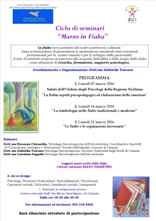 Ciclo di Seminari “Marzo in Fiaba” marzo 2016