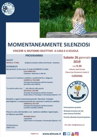 26 Gennaio 2019 Relazione della Dott.ssa Toscano al Convegno sul Mutismo selettivo “Momentaneamente silenziosi”